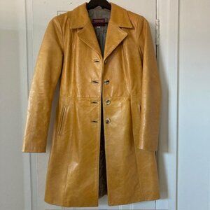 Matteo Mio by Edmond Salama XS 3/4 length YELLOW LEATHER coat excellent RARE